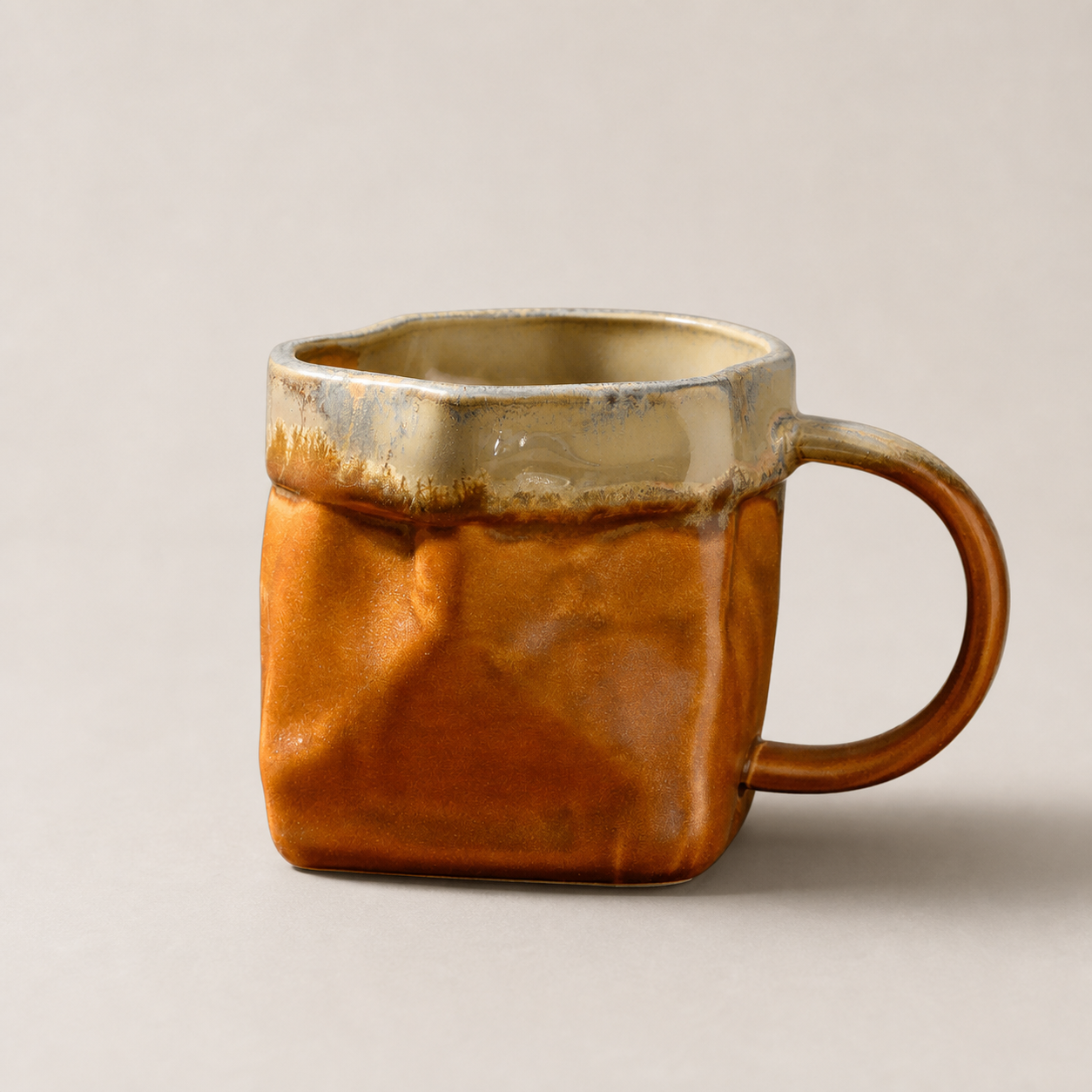 Ember Glow faceted reactive glaze mug, hero shot