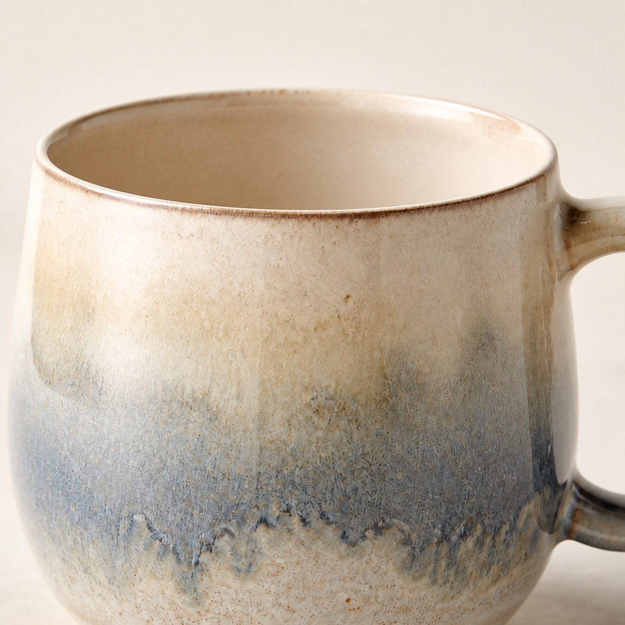 Kiln Ash Grey reactive glaze mug, glaze texture close-up