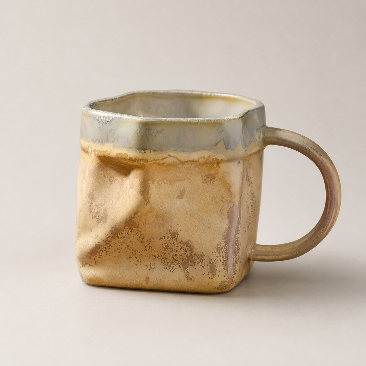Smoke Veil faceted reactive glaze mug, hero shot